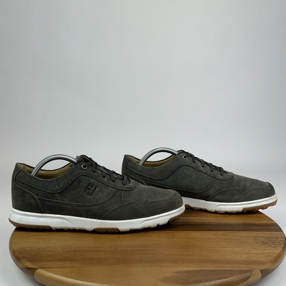 Mens FootJoy Gray Suede Casual Spikeless Athletic Golf Sneakers Shoes Size 9.5 M
